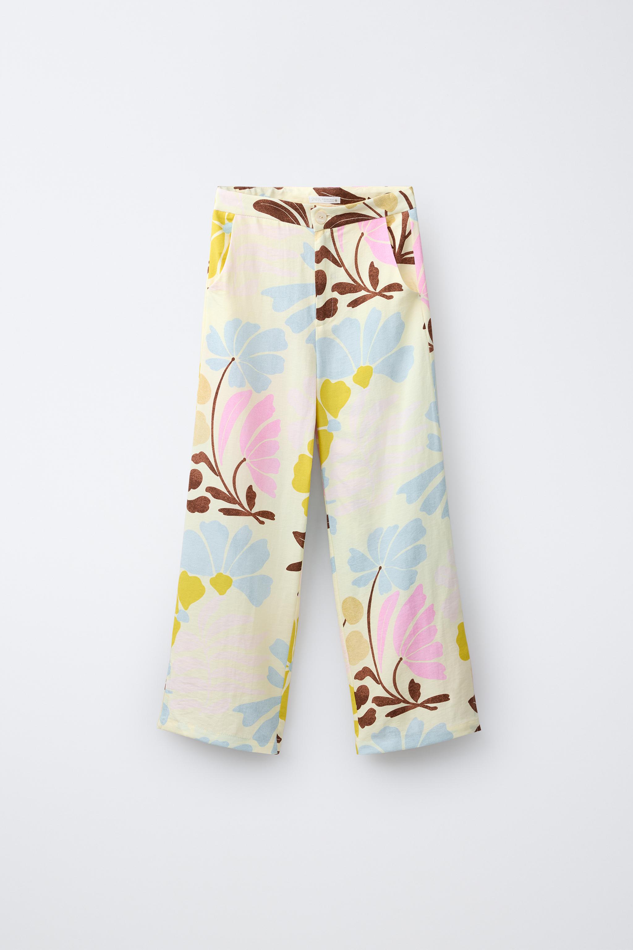 FLORAL PRINT LINEN PANTS